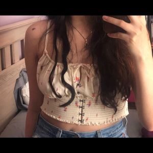 UO out from under off white milkmaid crop top - Large